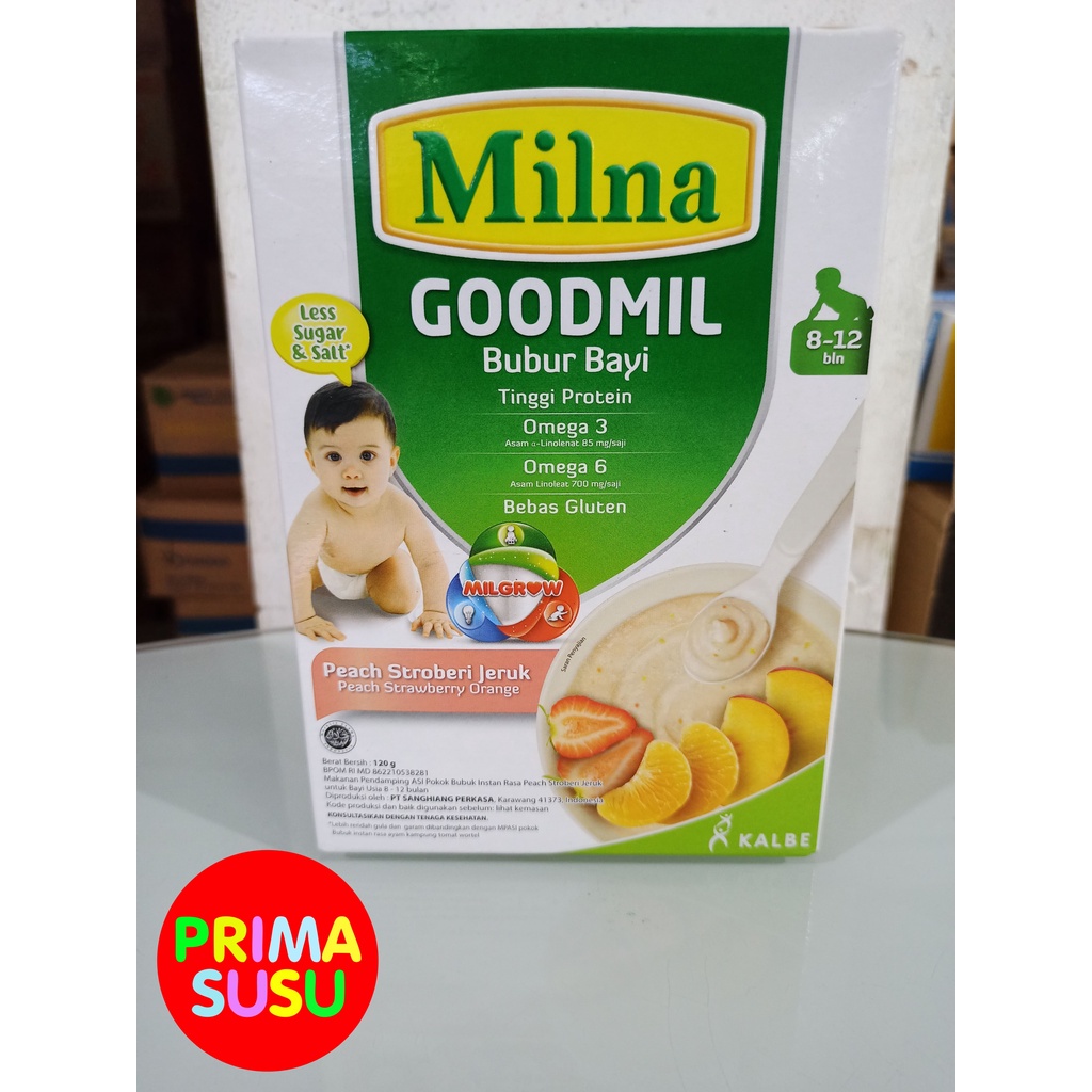 Milna Goodmil Bubur Bayi Peach Stroberi Jeruk 8-12 120 GR