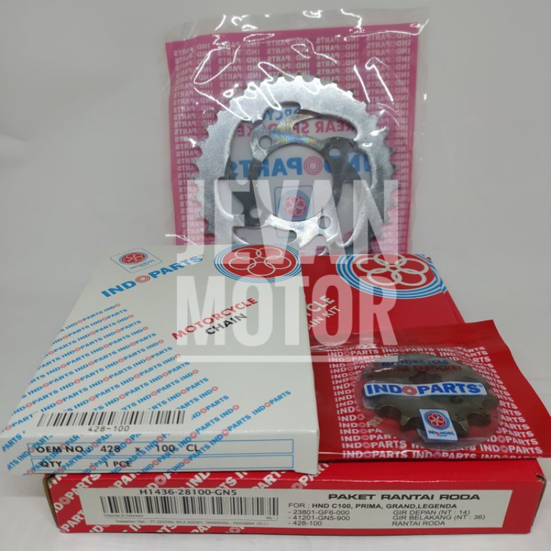 [JEVAN MOTOR] Indoparts Gear Set Grand / Gear Set Legenda / H1436-28100-GN5