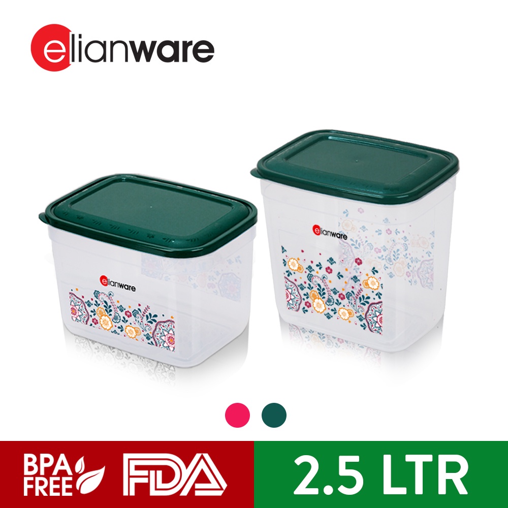 Elianware BPA Free 1.7Ltr/2.5Ltr Flower Series Food Container Storage E-1613 E-1614