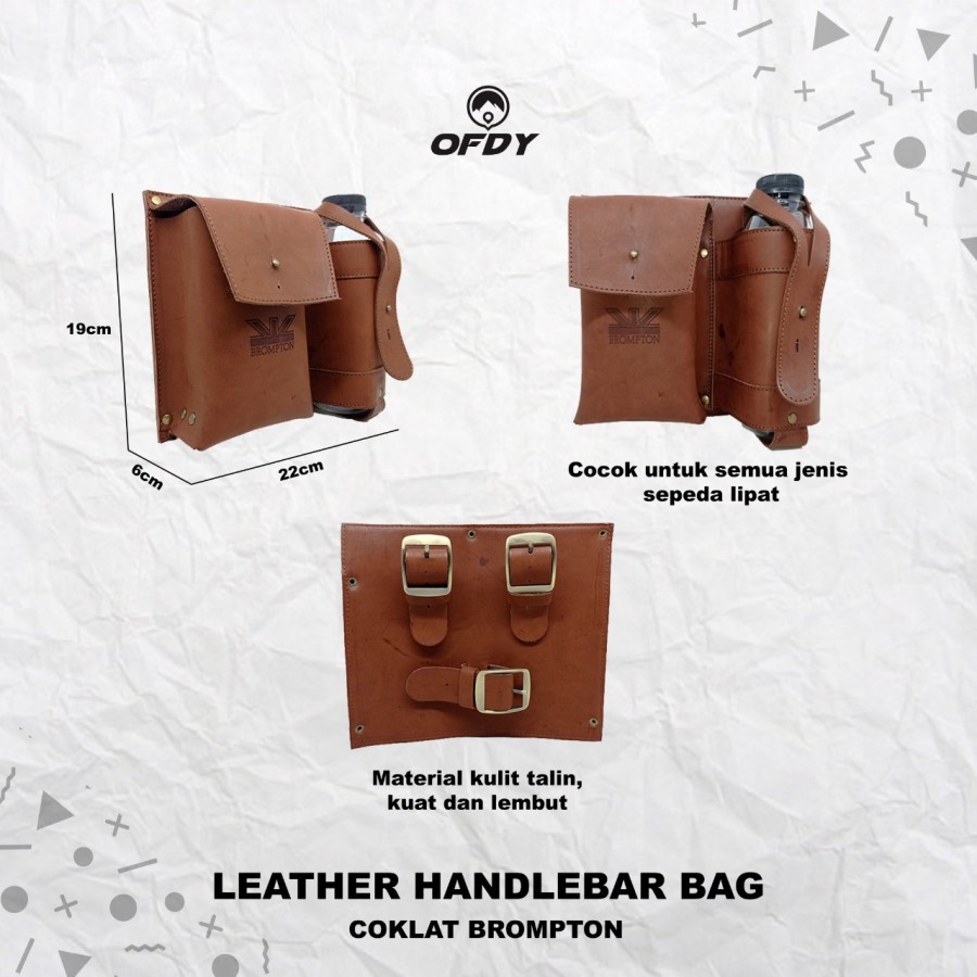 Tas Stang Handlebar Leather Untuk Sepeda Lipat Brompton Material Kulit Sintetis Premium Original Ofd