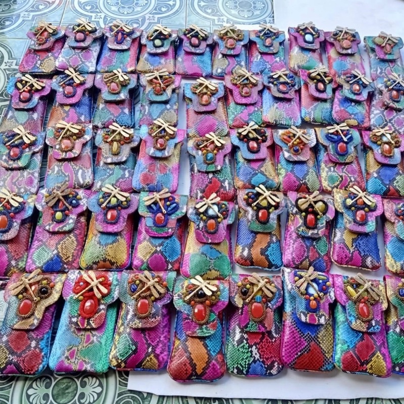 Tas hp batu kulit ular python asli