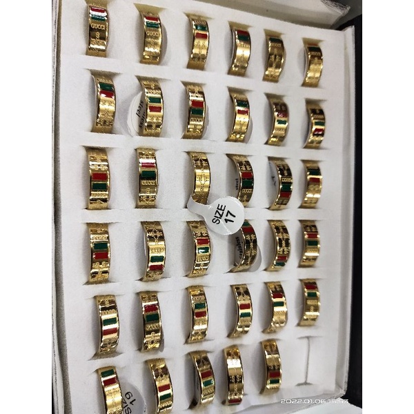 CINCIN TITANIUM MERK GUCCI GOLD grosir isi 36pcs