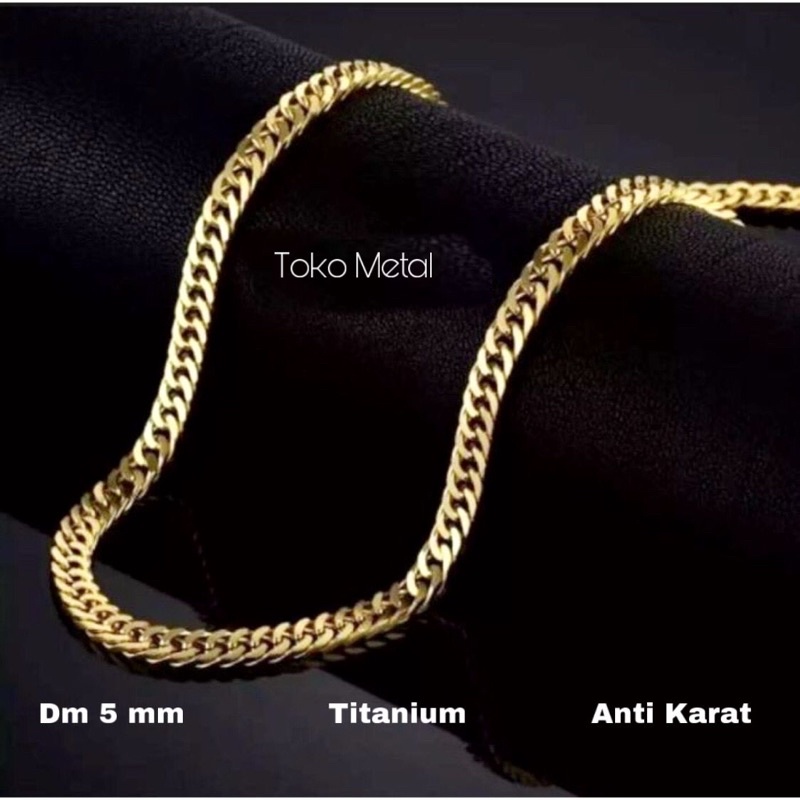 Kalung Titanium Model Rantai Gold Pria dan Wanita [ Toko Metal ]