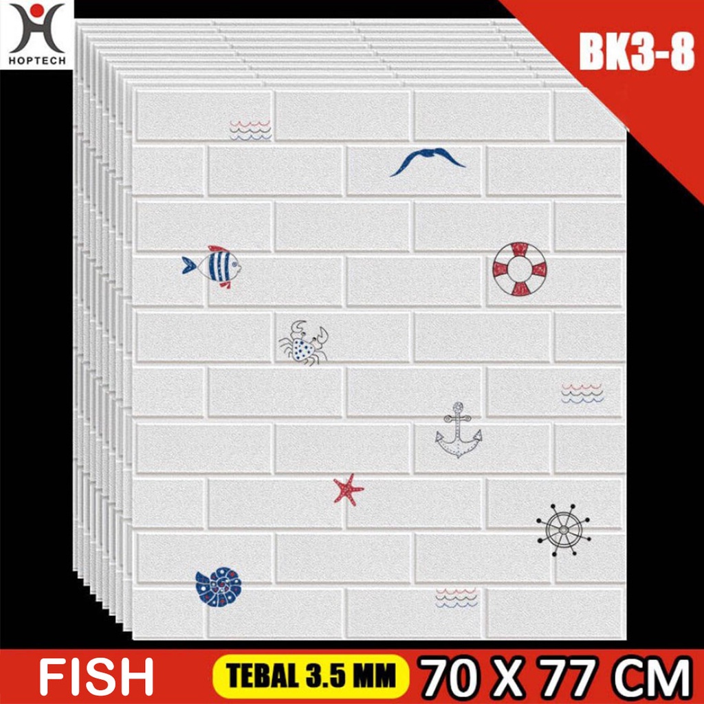 Wallpaper dinding 3d motif gambar wallfoam Dekorasi Kamar murah 70x77cm-FISH