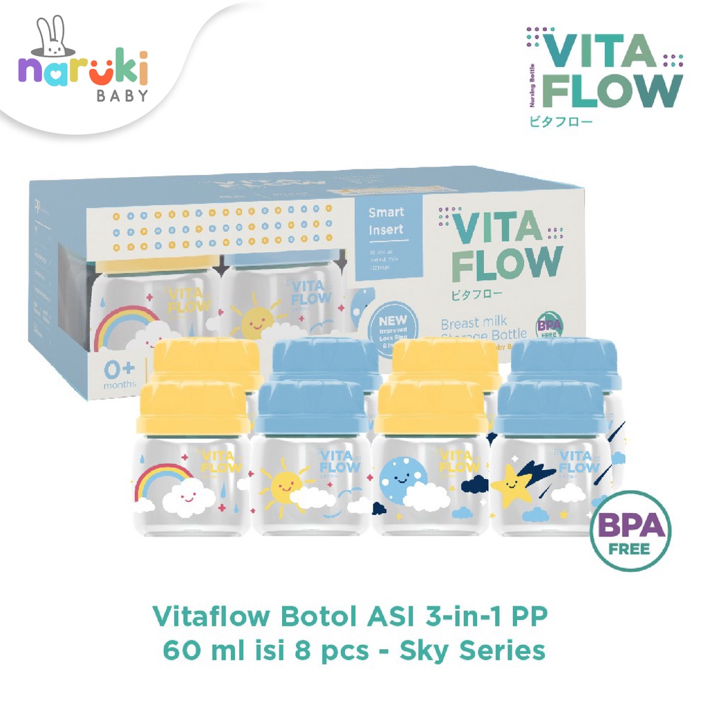 Vitaflow Botol ASI 3in1 PP 60ml isi 8 pcs Botol ASI Vita Flow