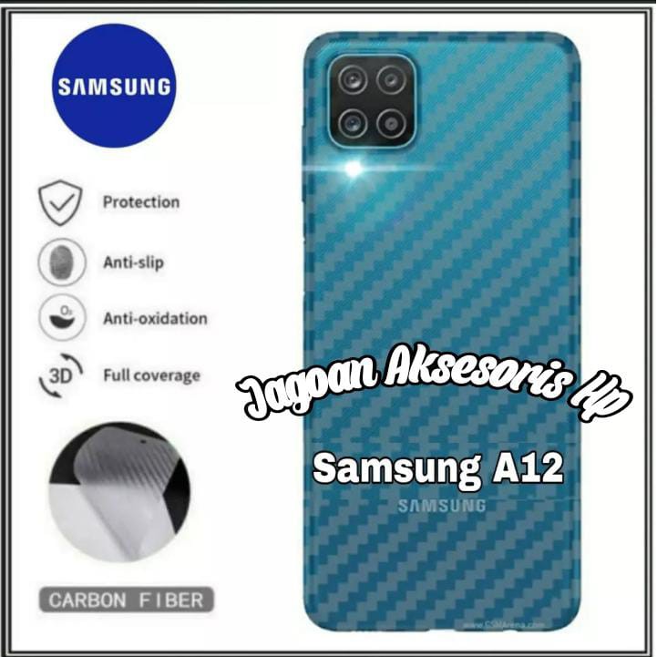 GARSKIN Sticker Carbon Samsung A12 M12 6.5 Skin Carbon Transparan Fiber Protection Sticker Carbon