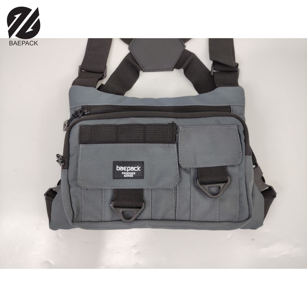 Tas Dada Premium Chest Bag Nathan Grey Baepack / Tas Dada Pria / Chest Bag Cowok / Original Baepack