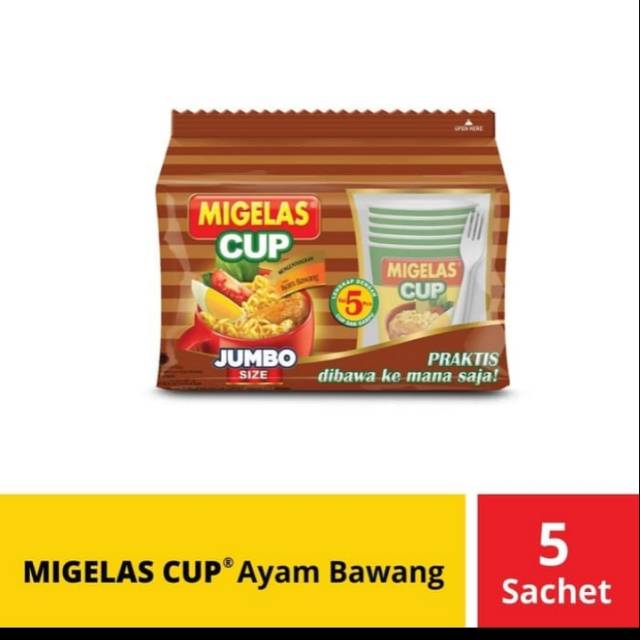 MIE GELAS CUP RASA AYAM BAWANG SDH ADA GELAS DAN GARPU JUMBO 5 BKS @ 41 GR