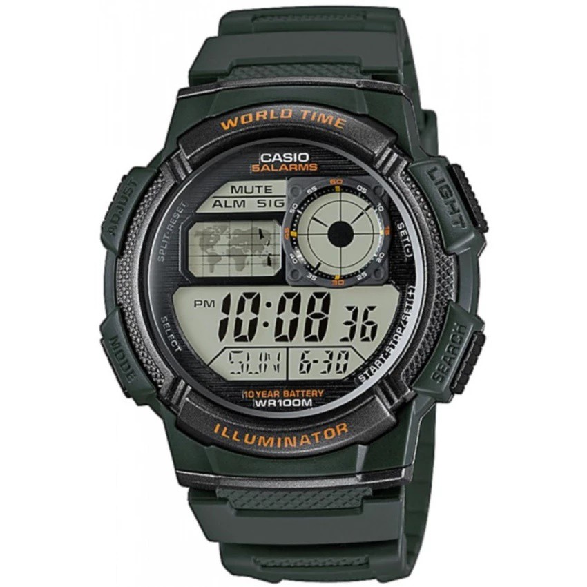 Casio Original AE-1000W-3A Jam Tangan Pria - Digital - Karet - Hijau