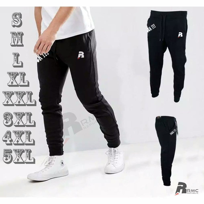 RMC Republic - Celana Jogger Panjang Big size - Jogger Jumbo Pria Ori - S, Hitam