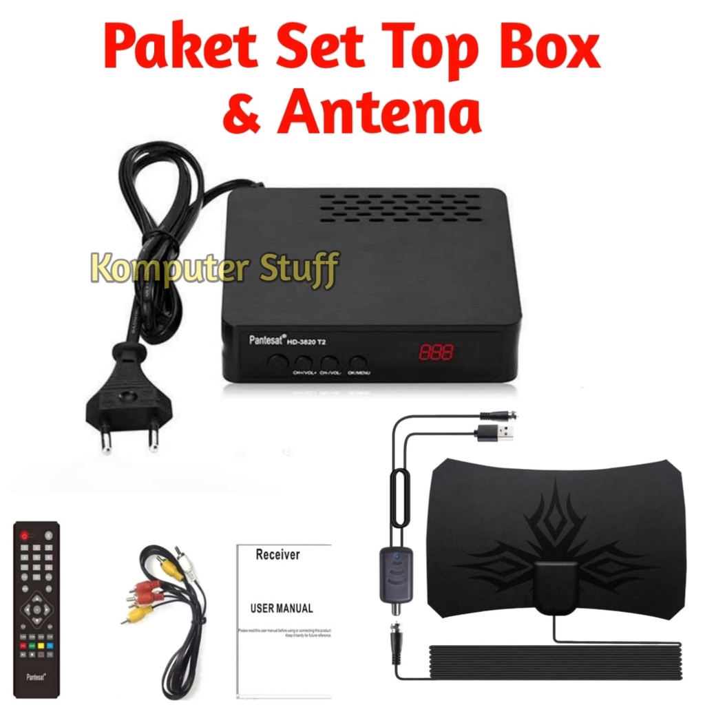 Satu Paket TV Box Penerima Sinyal Siaran Digital TV Tuner Set Top Box