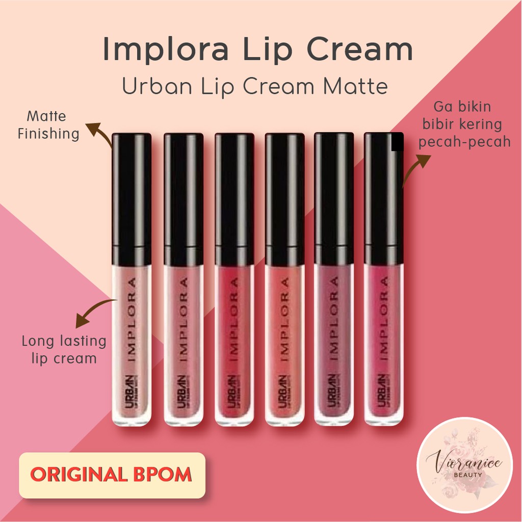 [BPOM] IMPLORA Urban Lip Cream Matte / Lipstick Nude / Makeup Pemula