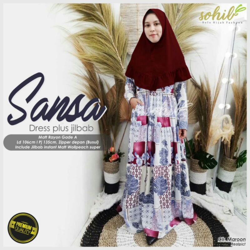 setelan gamis dan jilbab Sansa by Sohib