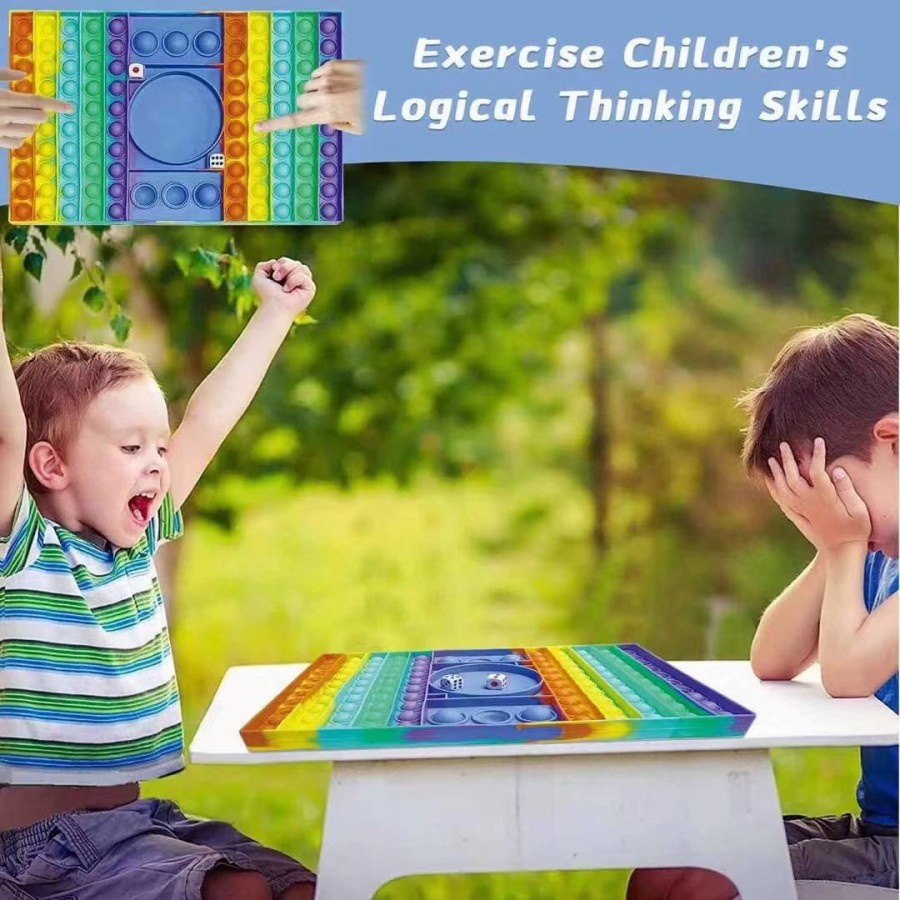 Mainan POP IT 2 PEMAIN super Jumbo rainbow panjang tebal free 2 dadu games anak-1