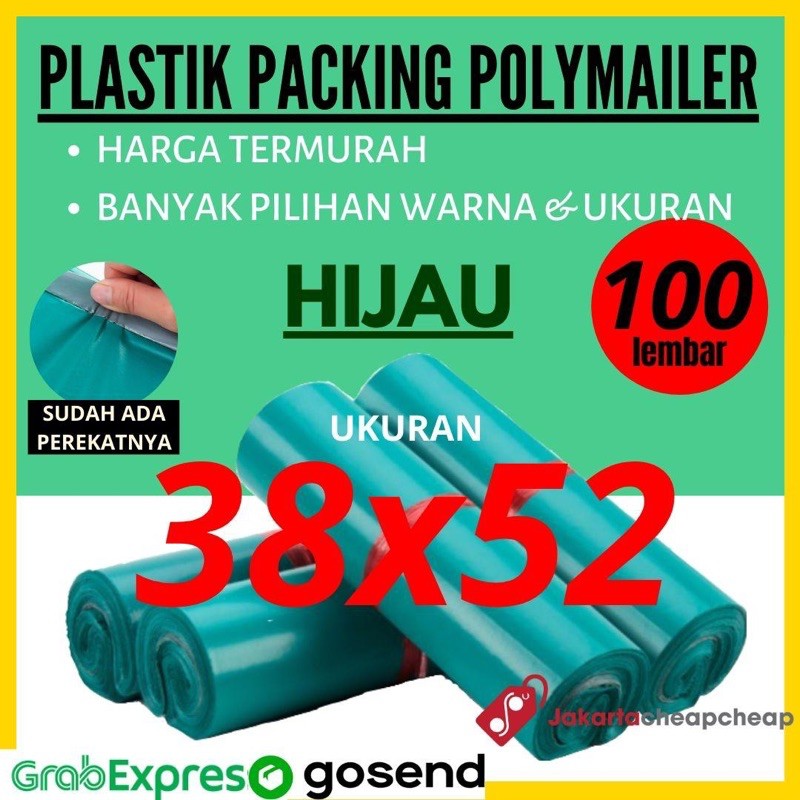 Plastik Packing Polymailer 38x52 Hijau Amplop Packing Online Termurah