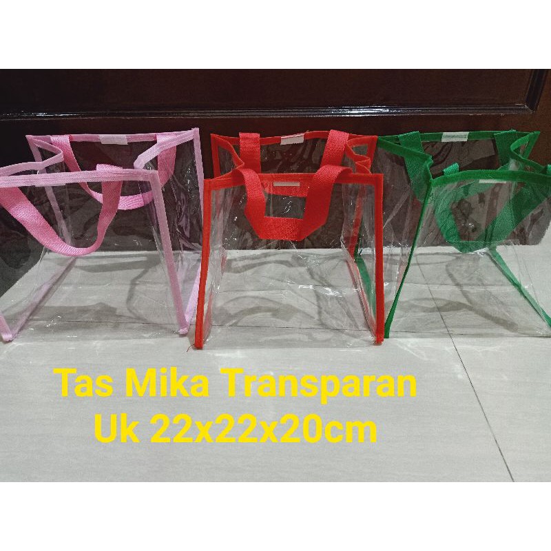 

Tas Mika transparan,tas mika polos,goodie bag Uk 22x22x20cm
