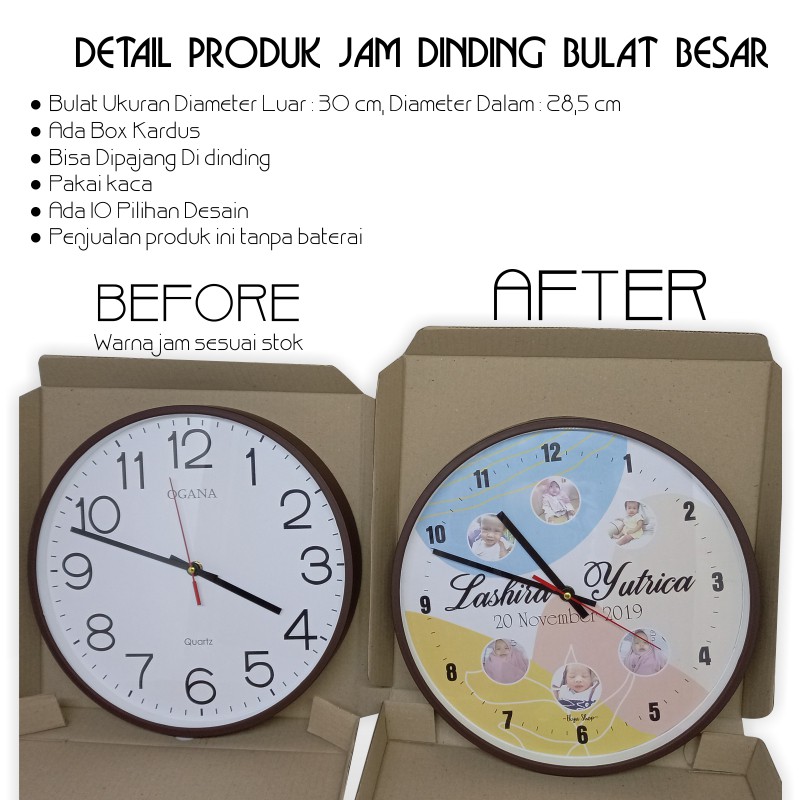 JAM DINDING FOTO CUSTOM BULAT BESAR