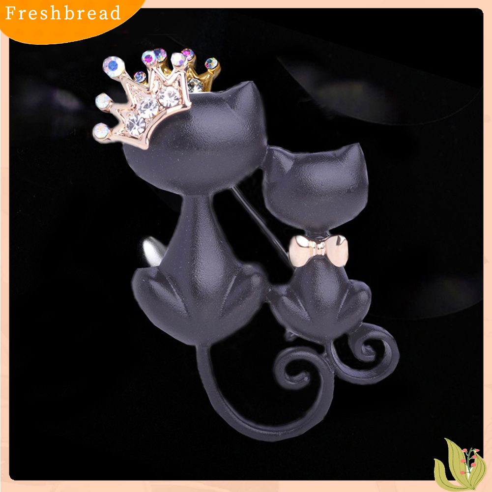 [ TERLARIS]Women Rhinestone Inlaid Cat Crown Brooch Pin Badge Clothes Decor Jewelry Gift