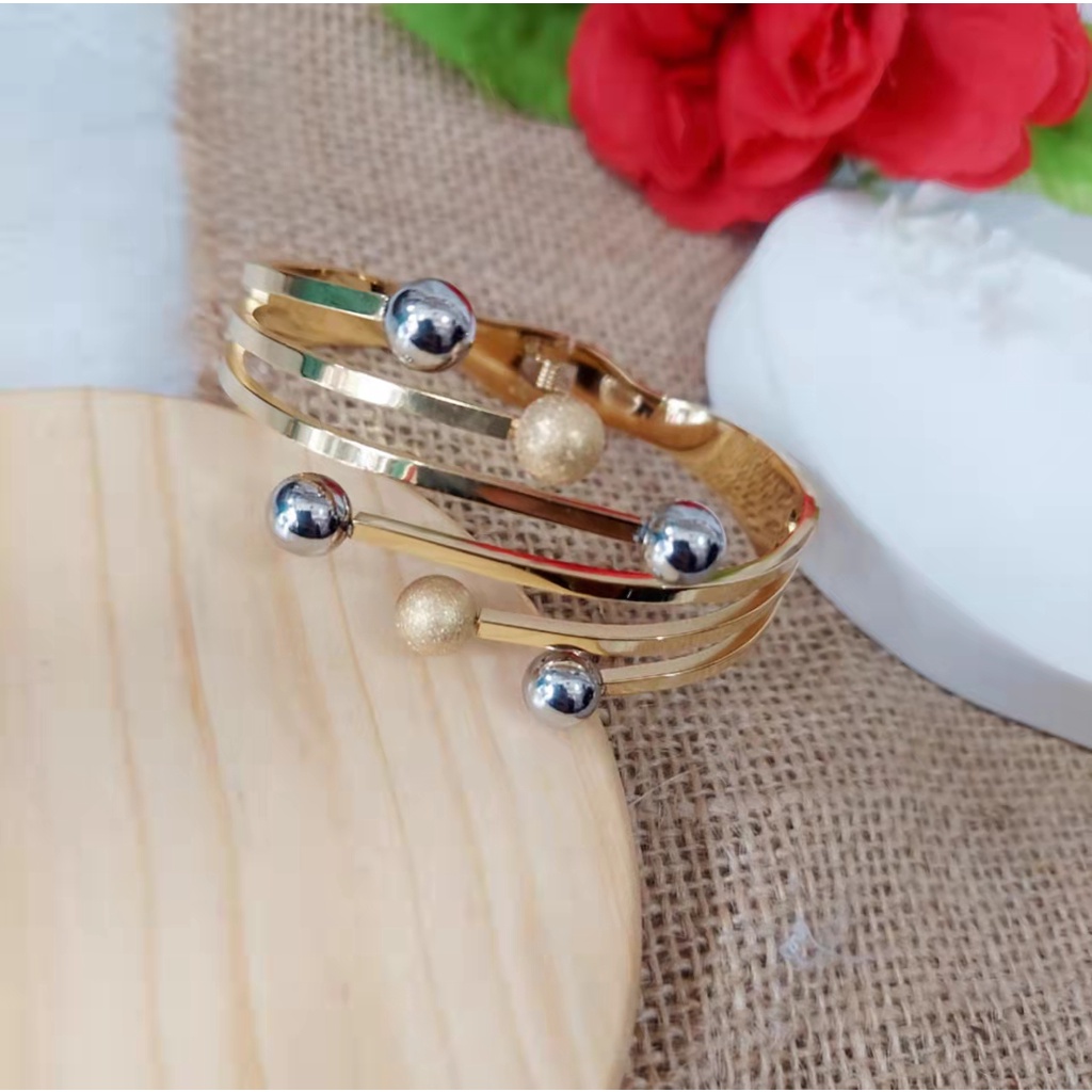 Gelang Titanium Biji Bola Perhiasan Fashion L49.50