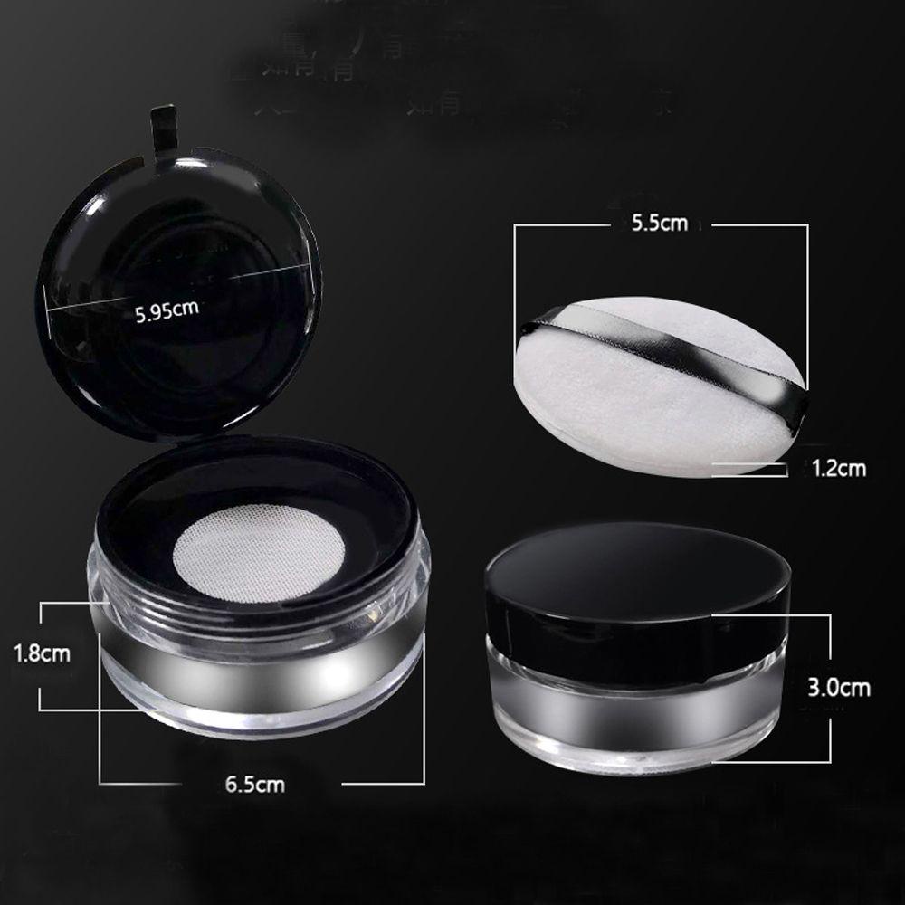 Rebuy Loose Powder Pot Excellent Transparan Compact Portable Kotak Kue Tepung Saringan Bulat Dengan Puff Travel Makeup Jar