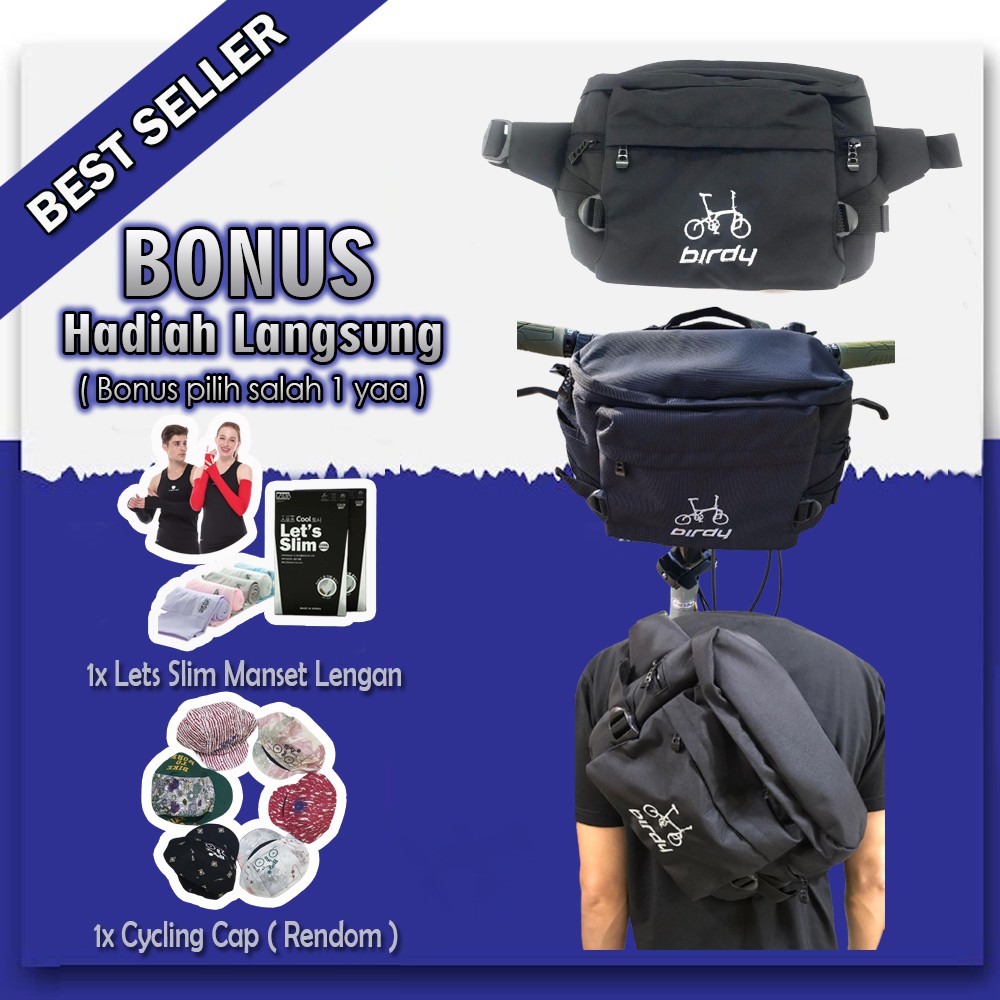 SP75D Birdy Tas Pinggang Selempang Bisa Di Pasang Di Stang Sepeda Birdy