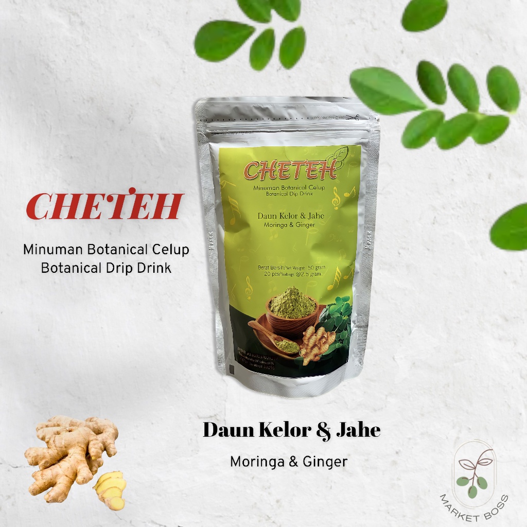 

TEH CELUP SEHAT HERBAL - CHETEH DAUN KELOR/MORINGA & JAHE/ GINGGER ~ 20pcs/Teabags