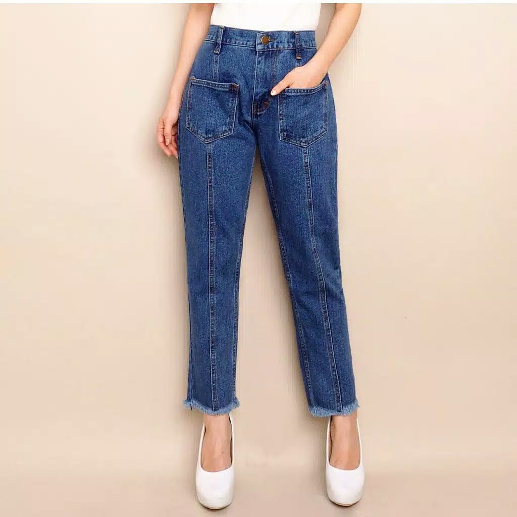 BAGGY POCKET JEANS RAWIS / BAGGY WANITA / JEANS WANITA / CELANA BAGGY BOYFRIEND /JEANS RAWIS