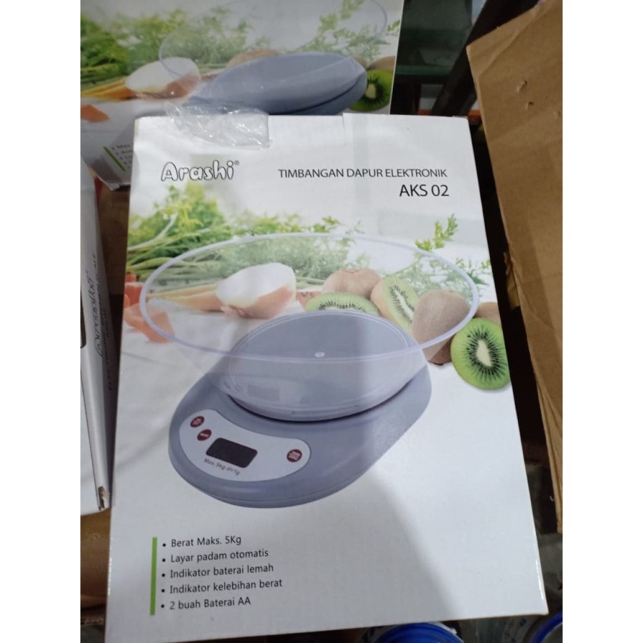 Timbangan Dapur Arashi Elektronik + Mangkok Oval Diameter 27 Cm AKS-02 Kapasitas Maks 5Kg