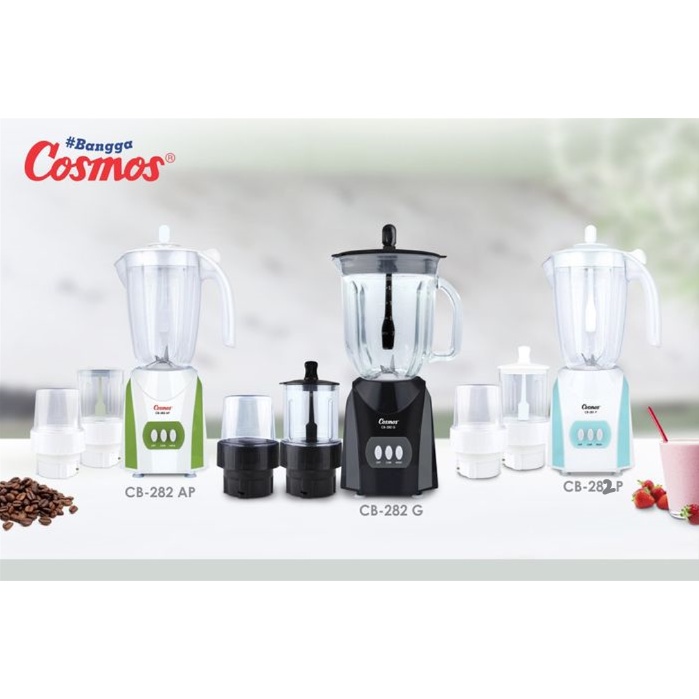 Blender Cosmos  CB282 Pelumat 3in1 CB 282 Big Capacity 2L CB-282 / Kaca  (G) / Plastik (P) / Anti Pecah (AP)