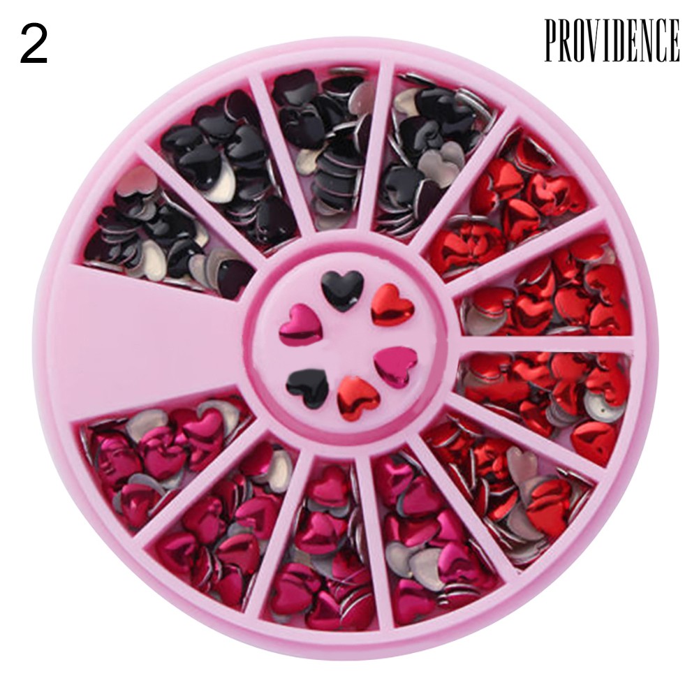 Providence Love Heart Shaped Metal Rivet DIY Nail Art Tips Mixed Color Stickers 1 Wheel Box