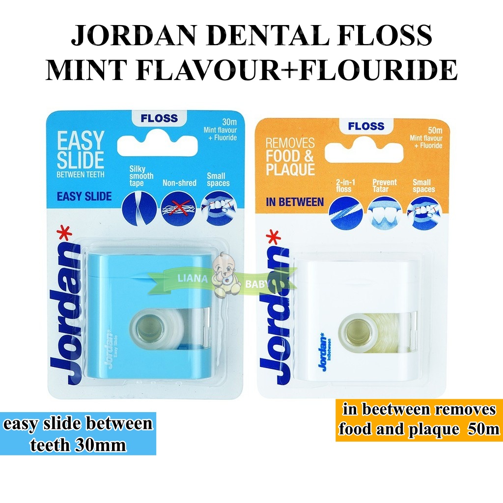 PERA622 JORDAN DENTAL FLOSS MINT FLAVOUR+FLOURIDE PEMBERSIH KERAK GIGI