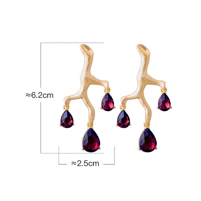 LRC Anting Tusuk Fashion Blue S925 Sterling Silver Branch Gemstone Stud Earrings F94079