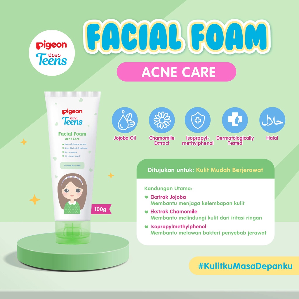 PIGEON Teens Facial Foam for All Skin / Sabun Muka / Pembersih Wajah / Acne / Daily Mild Normal / Oil