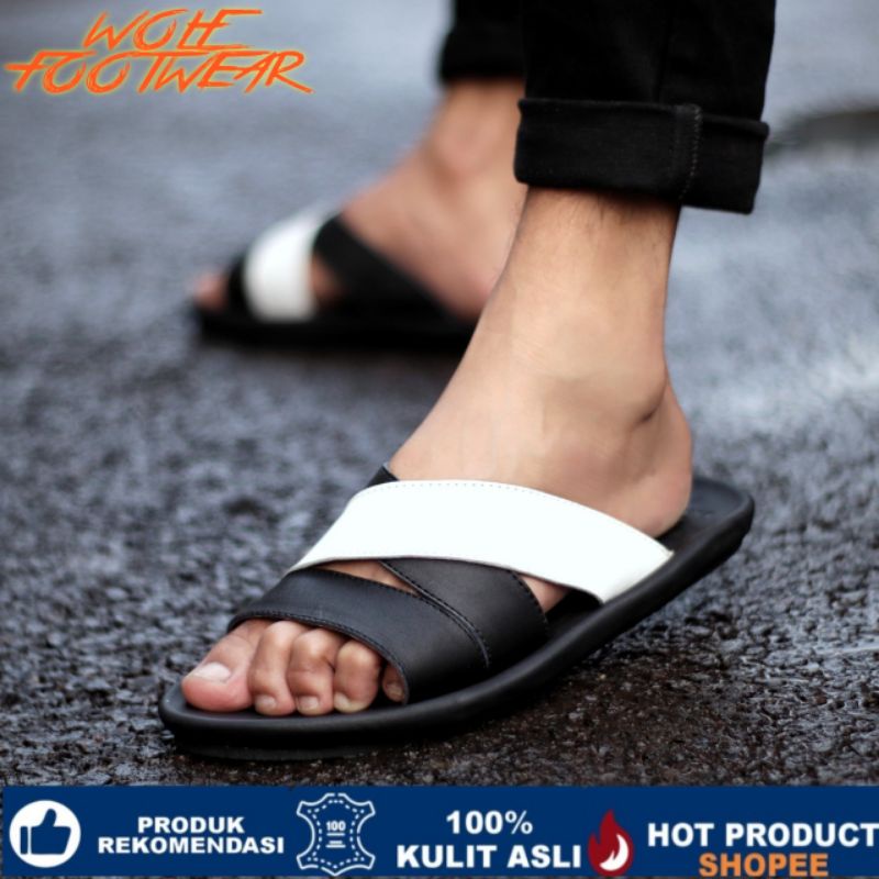 POULSEN BLACK Sandal pria kulit asli cevany original handmade sandal jepit kulit pria bisa COD