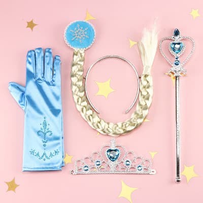 Assesories costume princess elsa frozen braid hair crown tiara gloves