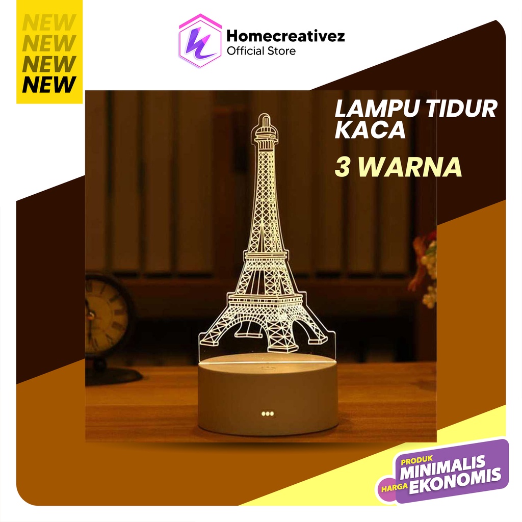 HC Lampu Tidur Hias Kaca 3D Acrylic Transparan