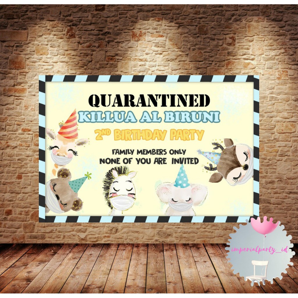 Custom Birthday Backdrop Banner Spanduk Ultah Quarantine Animal Anak