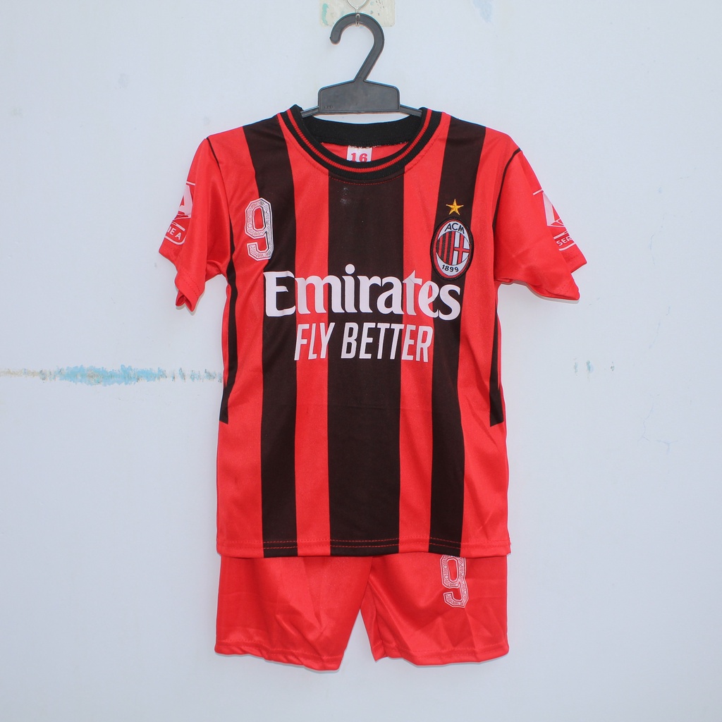 SETELAN BAJU BOLA ANAK AC MILAN TERBARU 2022/2023/BAJU BOLA ANAK ACMILAN HOM KIDS