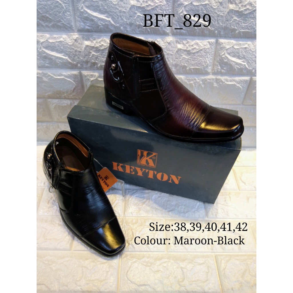 KEYTON (BFT 829) - MAROON,HITAM - SEPATU BOOT FORMAL PRIA