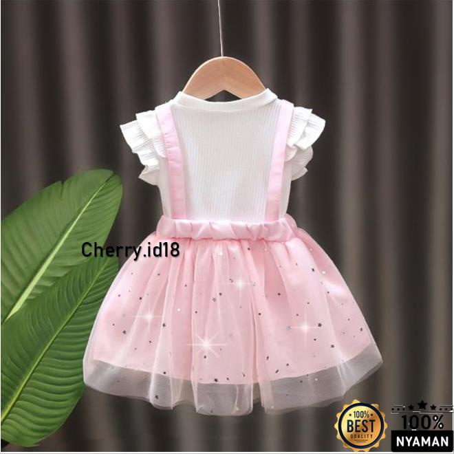 Cherry COD Dress Anak Perempuan Pendek  / Baju Pesta Baju Ulang Tahun Anak Perempuan - D42