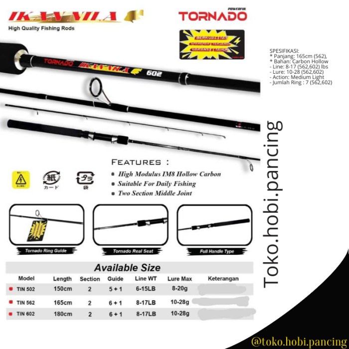 Joran Pancing Sambung Tornado Galatama Carbon Ikan Nila - 165cm