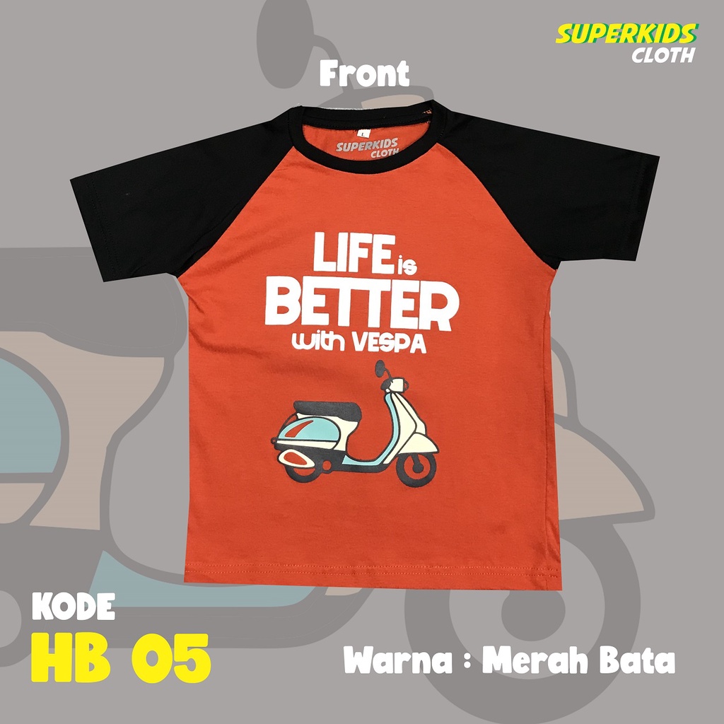 KAOS ANAK LAKI LAKI / PAKAIAN ANAK LAKI / BAJU ANAK LAKI MURAH BUKAN SUPERHERO LENGAN PENDEK TERBARU MOTIF VESPA BRAND SUPERKIDSCLOTH 1 - 11 TAHUN