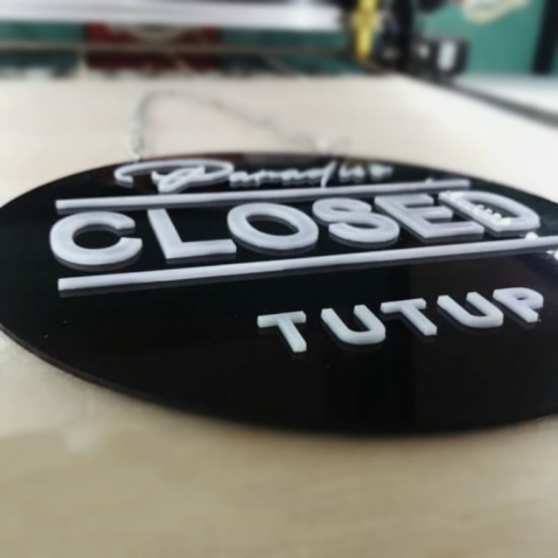 Open Closed Buka Tutup sign Bolak Balik Akrilik TIMBULL...!!!