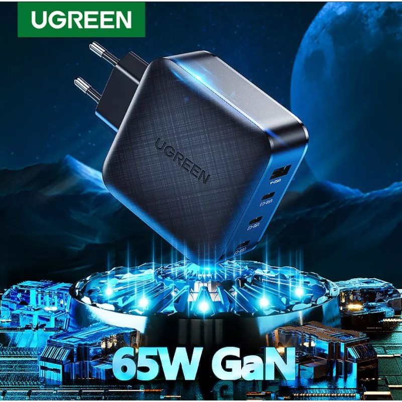 Ugreen 65W Gan Charger PD Quick Charge Hp Android iPhone Ipad Laptop MacBook