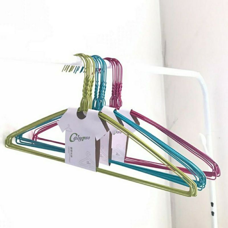 Gantungan Baju Besi Dewasa isi 10 Pcs Hanger Baju Kawat 1pak Warna Kapstok baju Dan Celana