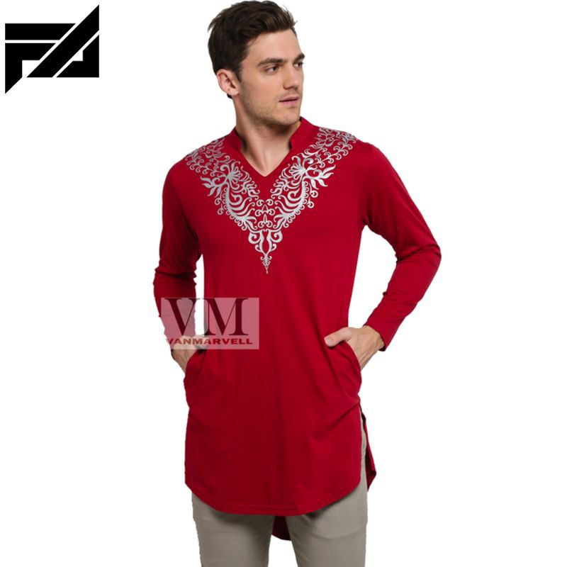TERBARU VM Baju Koko Jumbo Gamis Koko Panjang merah Maroon - GK-03 - MerahMaroon M