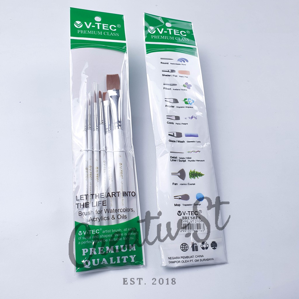 

RK V-TEC Kuas Lukis Vt 210 Set 6 Brush Vt-210 Art Brush Set