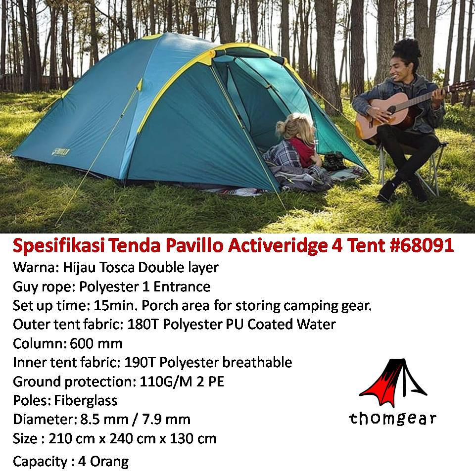 Tenda Camping 4 Orang Double Layer Bestway Pavillo Activeridge 4 Tent 68091 Thomgear