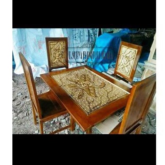 Meja Makan Ukir Warna Kombinasi Emas Meja Kursi 6 Meja Makan Kayu Jati Ukir Jepara