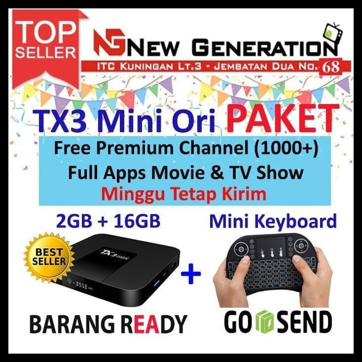 Paket Android Tv Box TANIX TX3 mini RAM 2GB ROM 16GB + Mini Keyboard